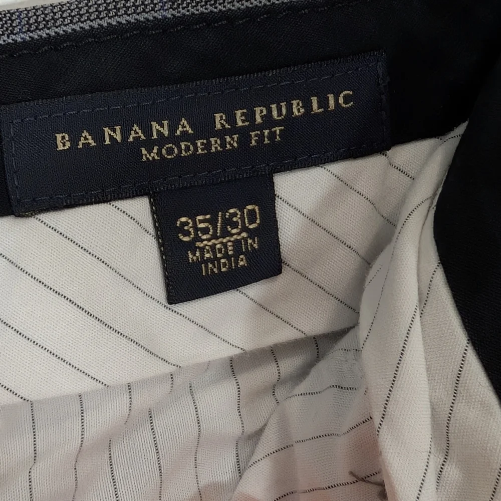 Banana Republic Men's Gray Checkered Pants Modern Fit Size 35/30 Cotton